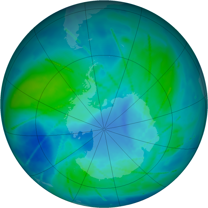 Antarctic ozone map for 22 February 2011